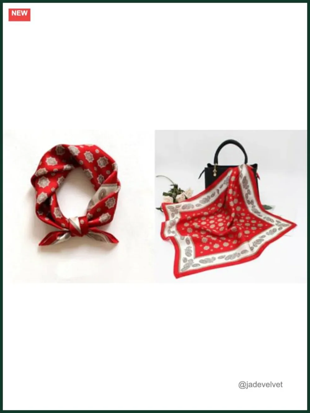 100% Mulberry Silk Small Square Scarf 21x21 Inches Digital Print Lightweight